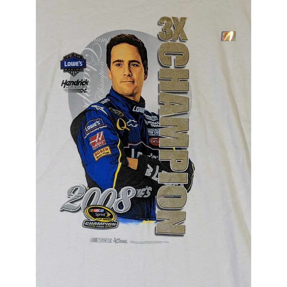 Chase Authentics Nascar Champion Jimmie Johnson Men's White 2XL T Shirt Crewneck - Picture 5 of 12